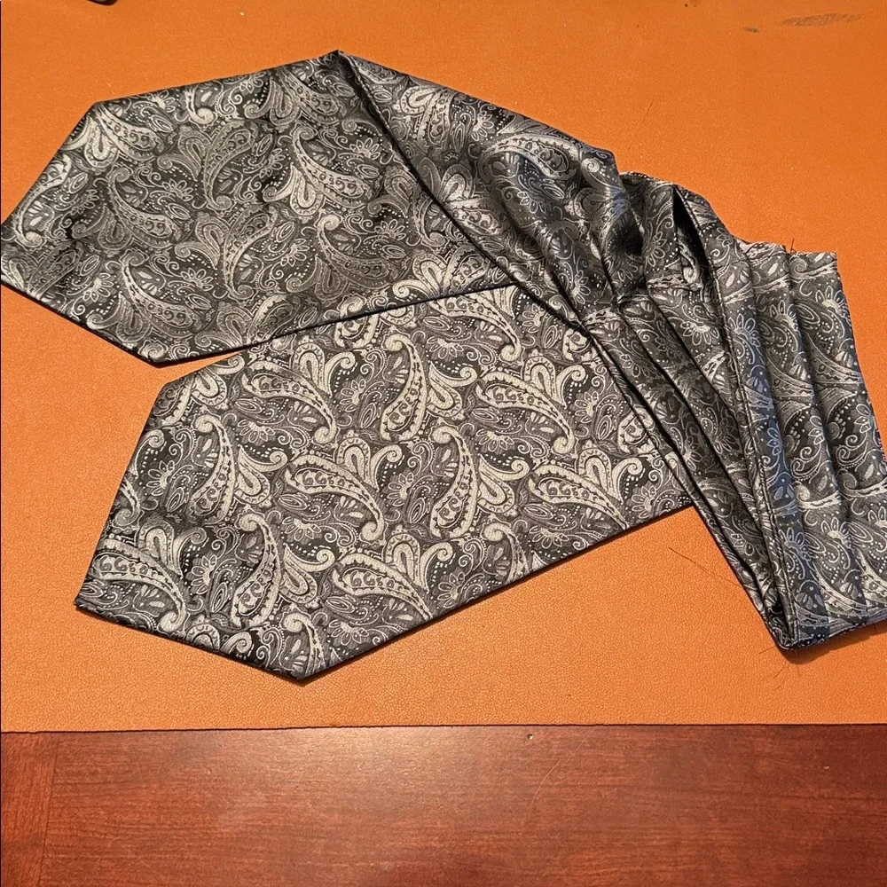 Elegant Black &Gray Paisley Men's Ascot Cravat
